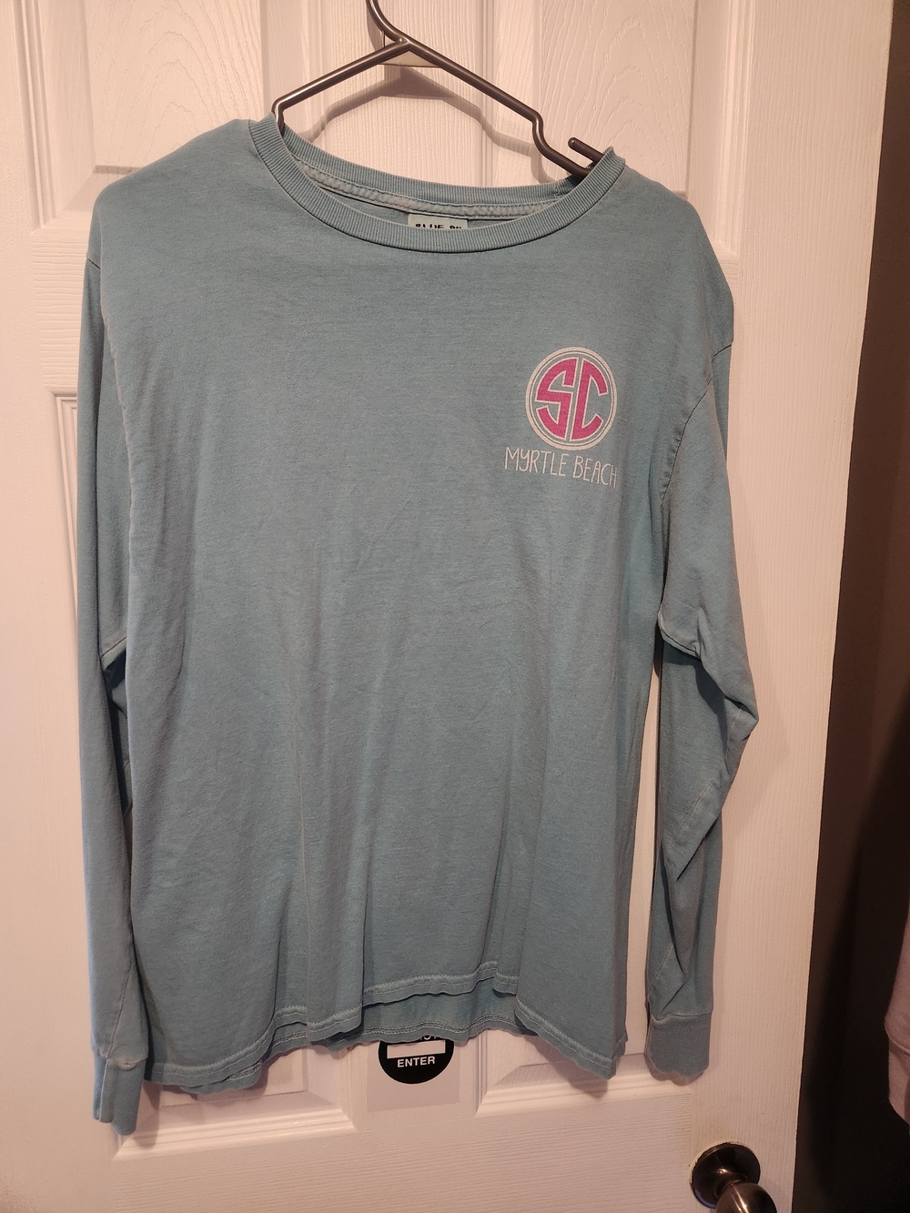 Blue 84 Light Blue Long Sleeve Tee with Pink SC Myrtle Beach Logo